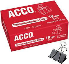 ACCO SUJETADOCUMENTOS CHICO 19MM CAJA CON 12 PZAS-P2462
