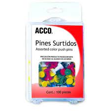 ACCO CHINCHE DE COLORES SURTIDOS CAJA CON 100 PZAS-P1167