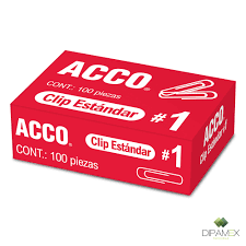 [ACC-CLI-P1650] ACCO CLIP ESTANDAR NO. 1 PARA 300 HOJAS CAJA CON 100 PZAS-P1650