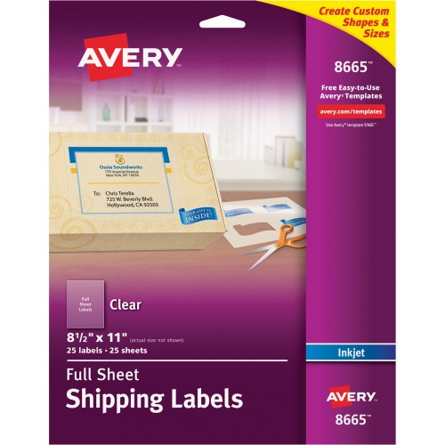 AVERY ETIQUETA INKJET TRANSLUCIDA 21.59 X 27.94 CM CON 25 ETIQUETAS-8665