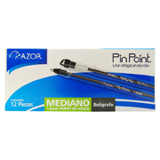 AZOR BOLIGRAFO PIN POINT PUNTO MEDIANO 1.0 MM COLOR NEGRO CAJA CON 12 PZAS-6830NE