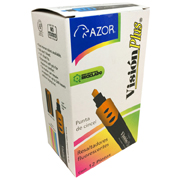 AZOR RESALTADOR FLUORESCENTE VISION PLUS COLOR NARANJA CAJA CON 12 PZAS-301.2600NA