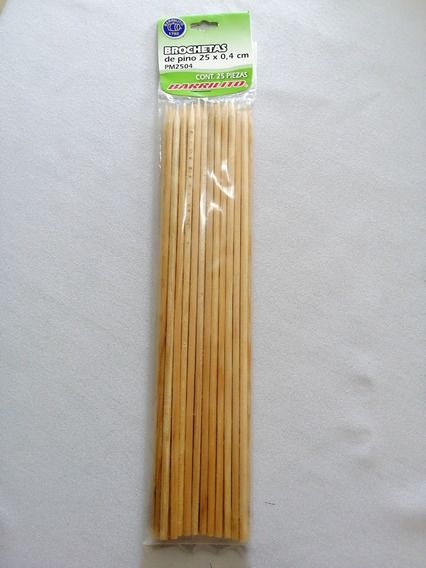 BARRILITO BROCHETA DE MADERA 4MM X 250MM BOLSA CON 25 PZAS-PM2504