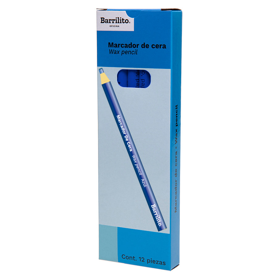 BARRILITO MARCADOR DE CERA BARRILITO AZUL-12MCZ