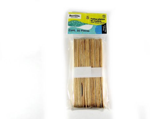 BARRILITO PALITOS PLANOS DE MADERA NATURAL BOLSA CON 30 PZAS-PM004C