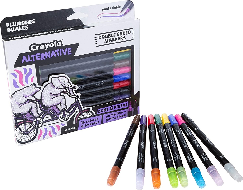 CRAYOLA PLUMONES DUALES ALTERNATIVE PAQ. CON 8 PZAS 58-0908-7501058209085