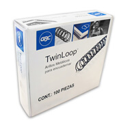 GBC ARILLO DE METAL TWIN LOOP 9/16" COLOR NEGRO CAJA CON 100 PZAS-M500147