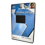 GBC CUBIERTA PLASTICA LISA TAMAÑO OFICIO COLOR NEGRO PAQ. CON 50 PZAS-P3549