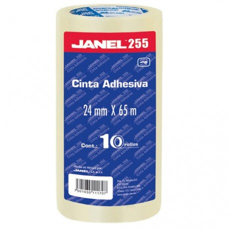 JANEL CINTA ADHESIVA MODELO 255 24MM X 65M-2552465100 PAQ. CON 10 PIEZAS