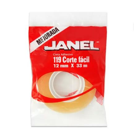 [JAN-CIN-1191233100] JANEL CINTA ADHESIVA TRANSPARENTE CORTE FACIL MODELO 119 12MM X 33M-1191233100