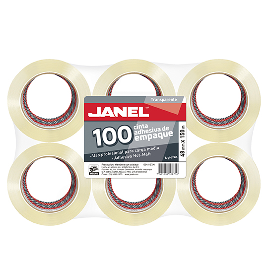 JANEL CINTA ADHESIVA TRANSPARENTE MODELO 100 48MM X 150M PAQ. CON 6 PZAS-1554815700