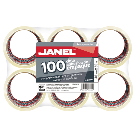 JANEL CINTA ADHESIVA TRANSPARENTE MODELO 155 PLUS 48MM X 50M PAQ. CON 6 PZAS-1554850700