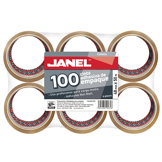 [JAN-CIN-1564850700] JANEL CINTA CANELA MODELO 156 PLUS 48MM X 50M PAQ. CON 6 PZAS-1564850700
