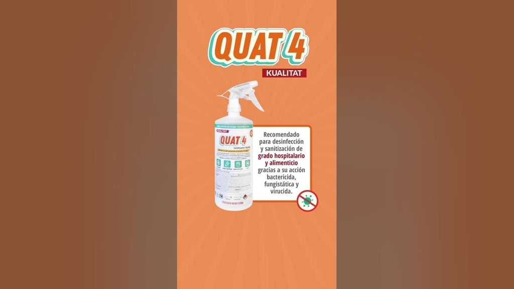 KUALITAT SANITIZANTE CON DISPENSADOR QUAT 4 SALES 1L CUATERNARIOS DE AMONIO-QUAT1LT