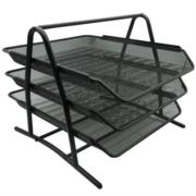 [NEX-CHA-NE162] NEXTEP CHAROLA ORGANIZADORA METALICA DE MALLA 3 NIVELES OFICIO COLOR NEGRO-NE-162