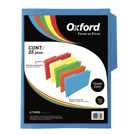PENDAFLEX OXFORD FOLDER TAMAÑO CARTA PAQ. CON 25 PZAS COLOR AZUL-M763 1/2 AZ