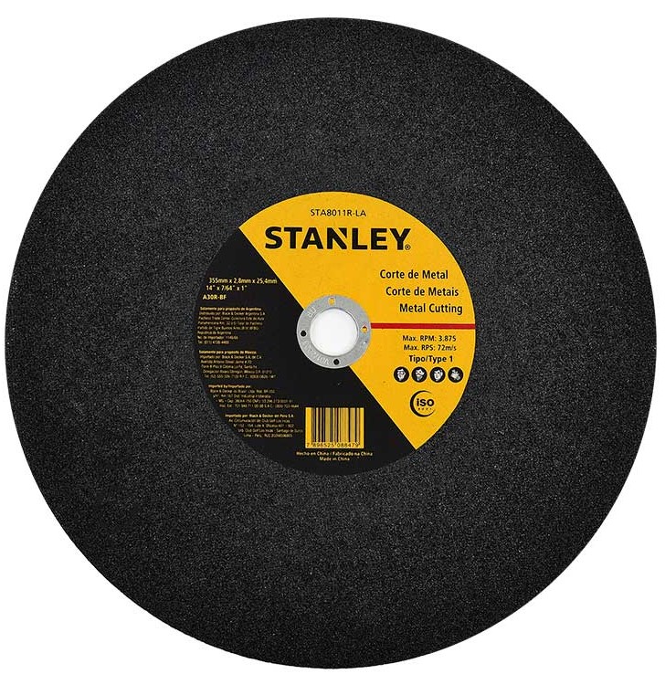 STANLEY DISCO ABRASIVO PARA CORTE DE METAL 14 PULG. X 3/32X1, STA8011R-LA