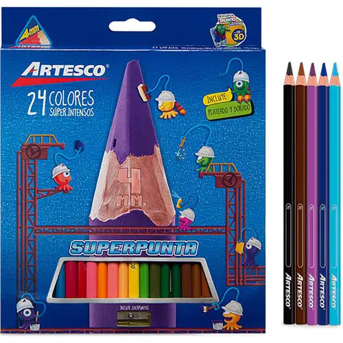 [ART-COL-AR16319000-EX] ARTESCO COLORES LARGOS TRIANGULARES CAJA C/24 - AR16319000-EX