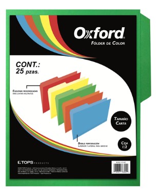 [PDF-FOL-M76212AM] PENDAFLEX OXFORD FOLDER TAMAÑO CARTA PAQ CON 100 PZAS COLOR AMARILLO