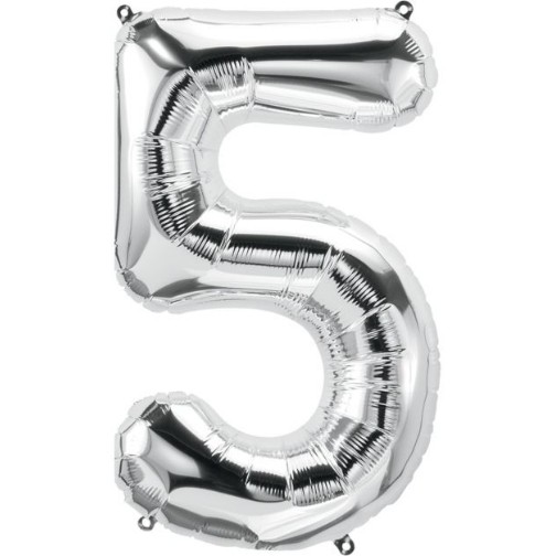 [ADR-GLO-362981] ADRILU GLOBO NUMERO "5" PLATA 14" 35 CM-362981