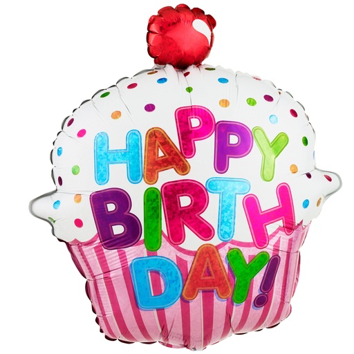 [ADR-GLO-310260] ADRILU GLOBO SILUETA DE CUP CAKE HAPPY BIRTHADAY TAMAÑO EXTRA GRANDE-310260