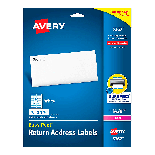 [AVE-ETI-5267] AVERY ETIQUETA LASER/INKJET 1.3 X 4.5 CM CON 2000 ETIQUETAS-5267