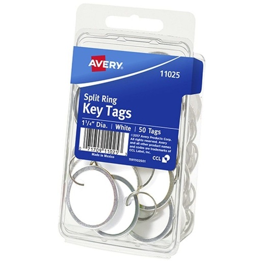 [AVE-IDE-11025] AVERY IDENTIFICADOR DE LLAVES 50 PZAS COLOR BLANCO-11025