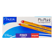 [AZO-BOL-301.6820RO] AZOR BOLIGRAFO PIN POINT PUNTO FINO 0.7 MM COLOR ROJO CAJA CON 12 PZAS-6820RO