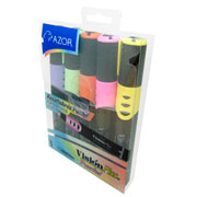 [AZO-MAR-301.2625P] AZOR RESALTADOR FLUORESCENTE VISION PLUS BLISTER CON 5 PZAS COLOR PASTEL PUNTA CINCEL -301.2625P