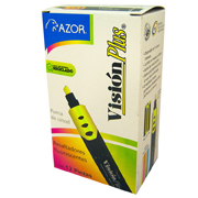 [AZO-RES-301.2600AM] AZOR RESALTADOR FLUORESCENTE VISION PLUS COLOR AMARILLO CAJA CON 12 PZAS-301.2600AM