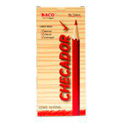 [BAC-LAP-LP064] BACO LAPIZ CHECADOR ROJO CARMIN CON CASQUILLO DE METAL-LP064