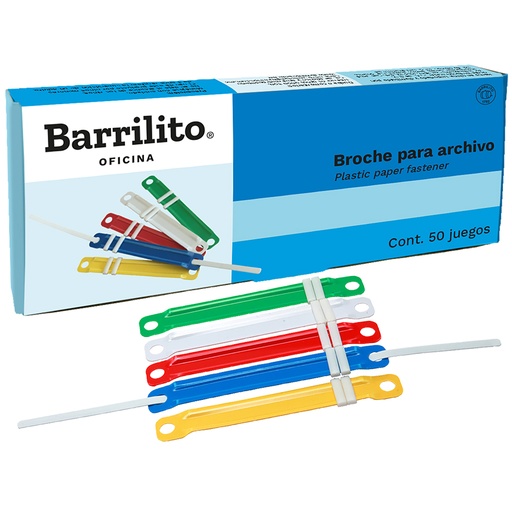 [BAR-BRO-7975BAP] BARRILITO BROCHE DE PLASTICO 8CM VARIOS COLORES CAJA CON 50 PZAS-7975BAP