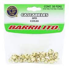 [BAR-CAS-CO530] BARRILITO CASCABELES ORO BOLSA CON 30 PZAS-CO530