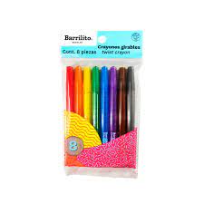 [BAR-CRA-CRY8] BARRILITO CRAYON GIRABLE PAQ. CON 8 COLORES-CRY8