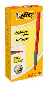 [BIC-MAR-BLR12NA] BIC MARCATEXTOS PUNTA CINCEL BRITE LINER NARANJA CAJA CON 12 PZA