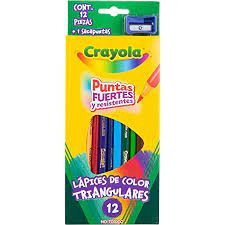 [CRA-COL-684212] CRAYOLA COLORES TRIANGULARES CON SACAPUNTAS CAJA CON 12 PZAS.-68-4212-7501058207920