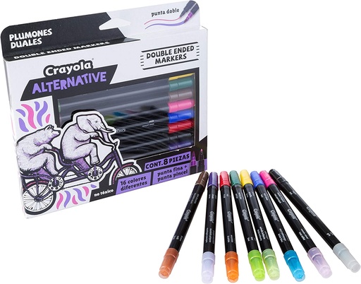 [CRA-PLU-580908] CRAYOLA PLUMONES DUALES ALTERNATIVE PAQ. CON 8 PZAS 58-0908-7501058209085