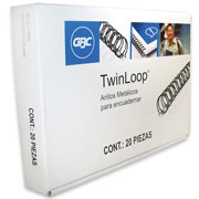 [GBC-ARI-M500112] GBC ARILLO DE METAL TWIN LOOP 1/2" COLOR NEGRO CAJA CON 20 PZAS-M500112