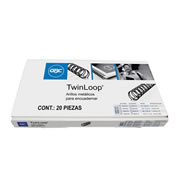 [GBC-ARI-M500100] GBC ARILLO DE METAL TWIN LOOP 1/4" COLOR NEGRO CAJA CON 20 PZAS-M500100