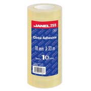 [JAN-CIN-2551833100] JANEL CINTA ADHESIVA MODELO 255 18MM X 33M PAQ. CON 10 PIEZAS-2551833100
