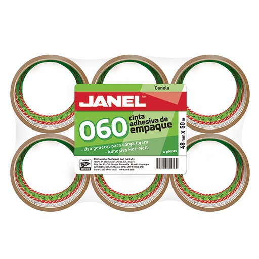[JAN-CIN-0664850700] JANEL CINTA CANELA MODELO 060 48MM X 50 M PAQ. CON 6 PZAS-0664850700
