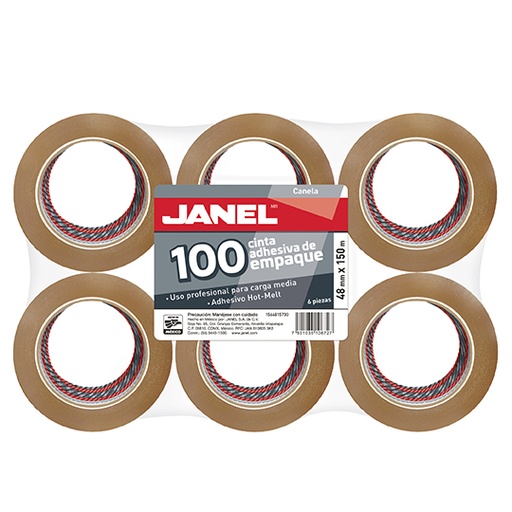 [JAN-CIN-1564815700] JANEL CINTA CANELA MODELO 100 PLUS 48MM X 150M PAQ. CON 6 PZAS-1564815700