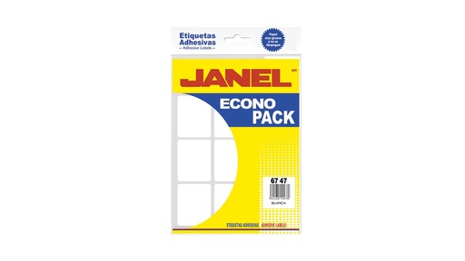 [JAN-ETI-E126747200] JANEL ETIQUETA ADHESIVA BLANCA DE 67MM X 47MM ECONOPACK-E126747200
