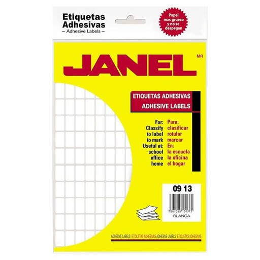 [JAN-ETI-1000913100] JANEL ETIQUETA ADHESIVA BLANCA NO. 1 -1000913100