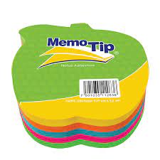 [JAN-NOT-6600303MANZANA] JANEL NOTAS ADHESIVAS MEMO TIP FORMA MANZANA (3X3) 5 COLORES NEON-6600303MANZANA