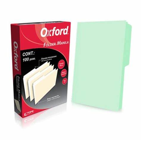 [PDF-FOL-M751 12 GRE] PENDAFLEX FOLDER TAMAÑO OFICIO MANILA COLOR VERDE PAQ. CON 100 PZAS-M751 1/2 GRE