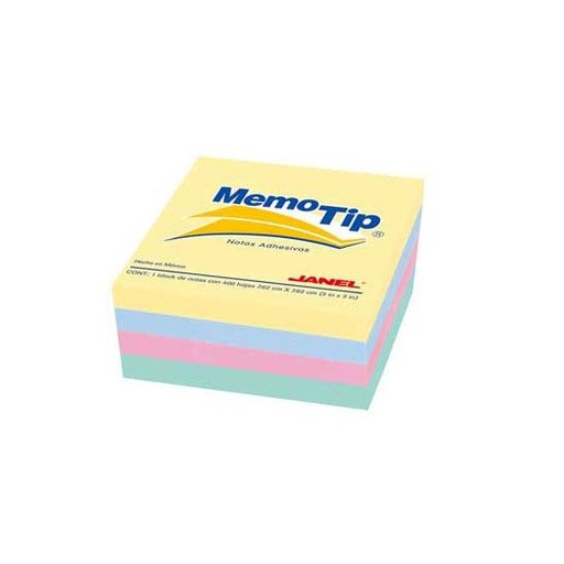 [JAN-NOT-6580303196] JANEL NOTAS ADHESIVAS MEMO TIP CUBO PASTEL (3X3) CON 400 HOJAS-6580303196 (copia)