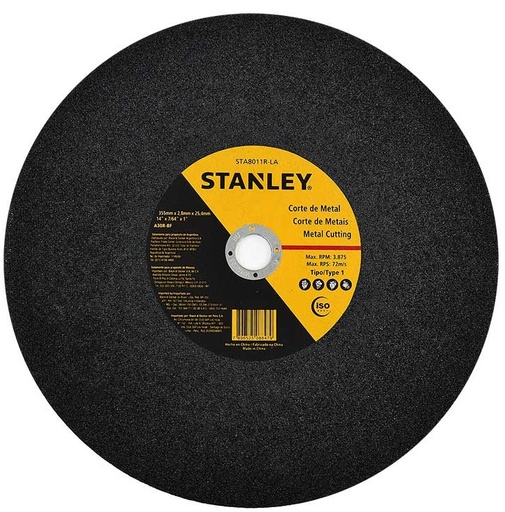 [STY-DIS-STA8011RLA] STANLEY DISCO ABRASIVO PARA CORTE DE METAL 14 PULG. X 3/32X1, STA8011R-LA