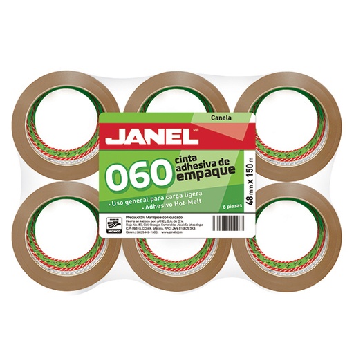 [JAN-CIN-0664815700] JANEL CINTA CANELA MODELO 060 48MM X 150 M PAQ. CON 6 PZAS-0664815700N